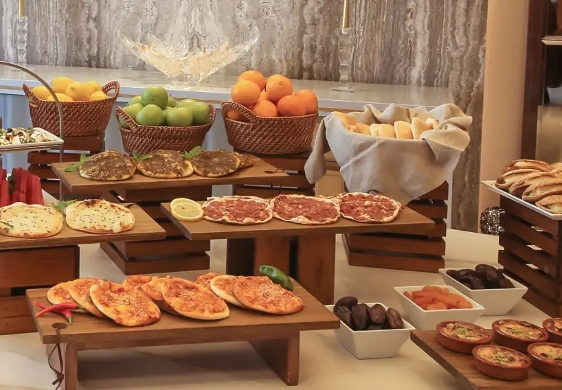 showcase with bakery products